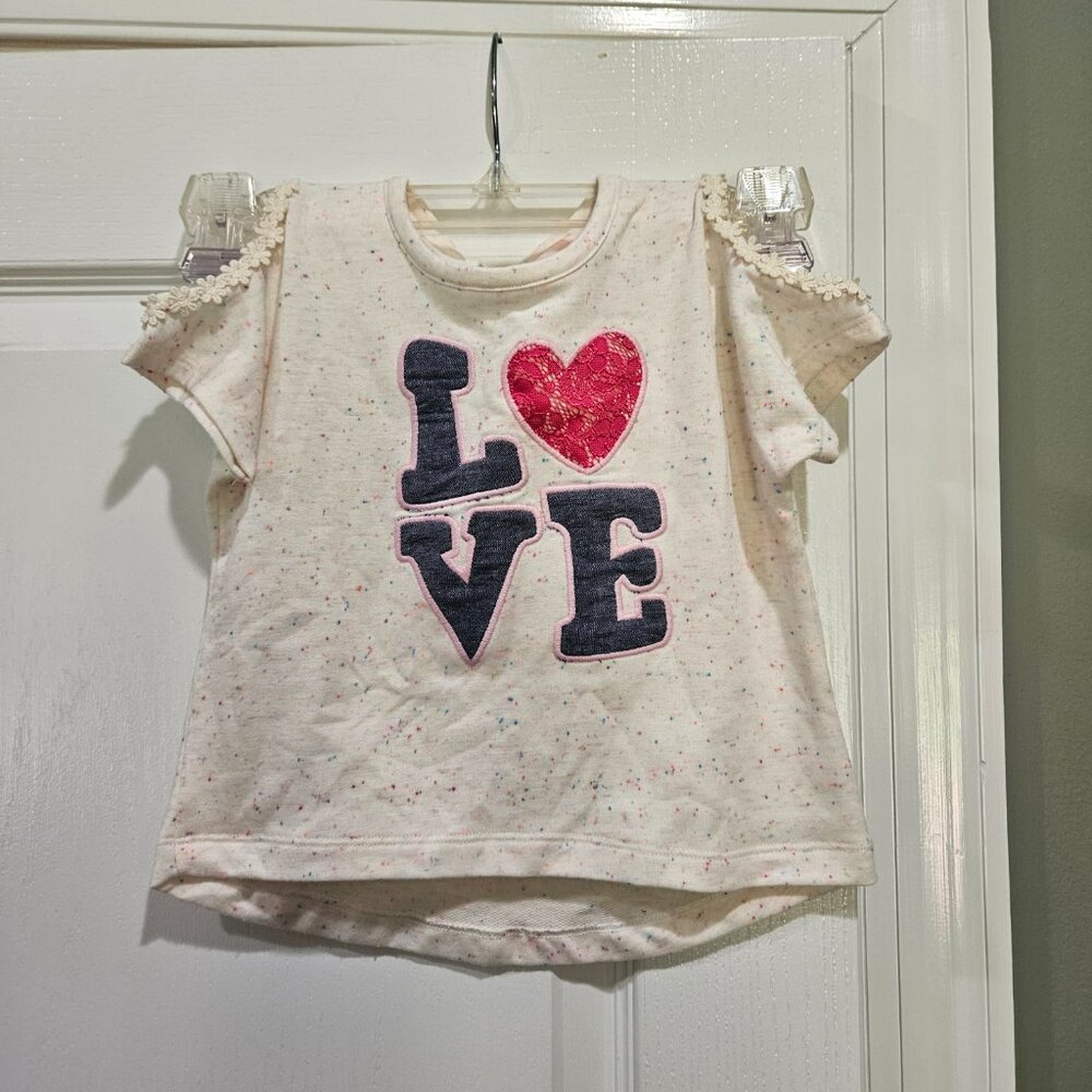 Design History Girl's 3T Cold Shoulder "Love" Teeโ Shirt NWT
